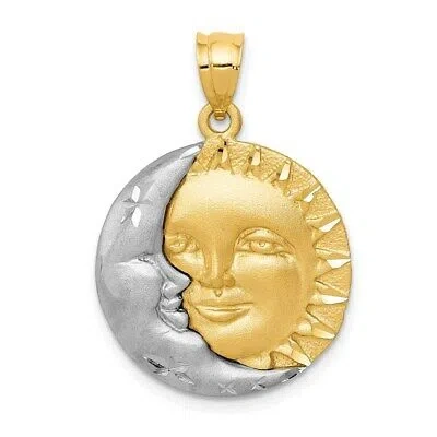Pre-owned Superdealsforeverything Real 14kt Two-tone Sun And Moon Charm