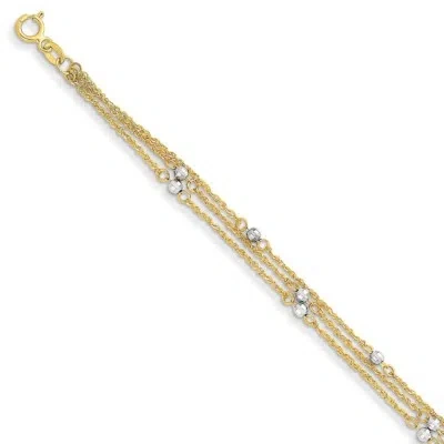 Pre-owned Superdealsforeverything Real 14kt Two-tone Triple Strand Bracelet; 7.25 Inch