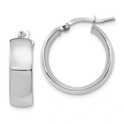 Pre-owned Superdealsforeverything Real 14kt White Gold 6mm High Polished Hoop Earrings