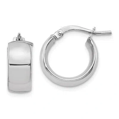 Pre-owned Superdealsforeverything Real 14kt White Gold 6mm High Polished Huggie Earrings