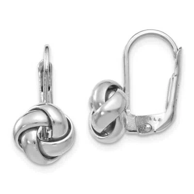 Pre-owned Superdealsforeverything Real 14kt W/ White Rhodium Plating Polished Love Knot Leverback Earrings