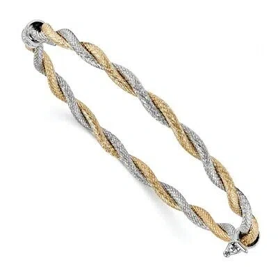 Pre-owned Superdealsforeverything Real 14kt W/ White Rhodium Textured Hinged Bangle; 7.25 Inch