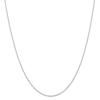 Pre-owned Superdealsforeverything Real 14kt White Gold 1.2mm Diamond -cut Beaded Pendant Chain; 24 Inch