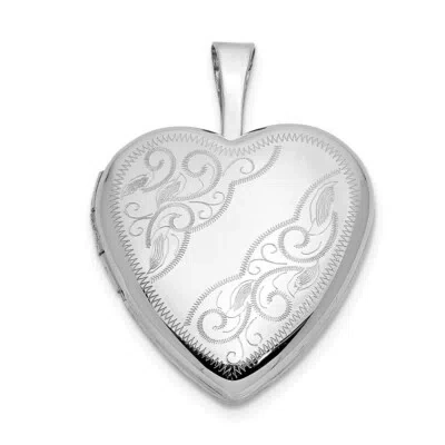 Pre-owned Superdealsforeverything Real 14kt White Gold 16mm Floral Heart Locket