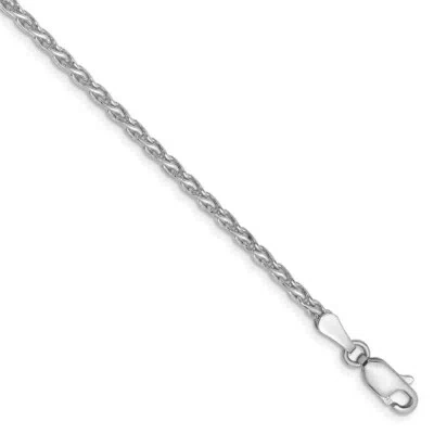 Pre-owned Superdealsforeverything Real 14kt White Gold 2.25mm Parisian Wheat Chain Bracelet; 7 Inch; Lobster Clasp
