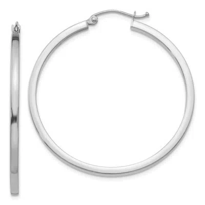 Pre-owned Superdealsforeverything Real 14kt White Gold 2mm Princess Square Tube Hoops