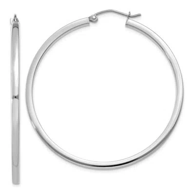Pre-owned Superdealsforeverything Real 14kt White Gold 2mm Princess Square Tube Hoops Earrings