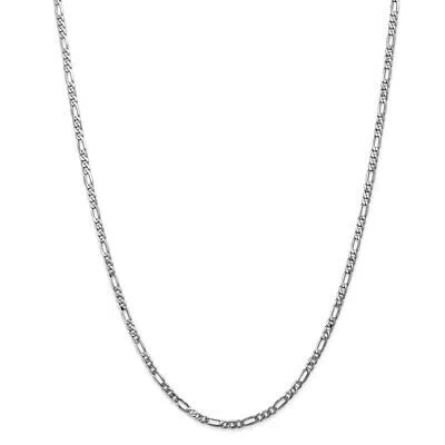 Pre-owned Superdealsforeverything Real 14kt White Gold 3mm Flat Figaro Chain; 16 Inch; Lobster Clasp