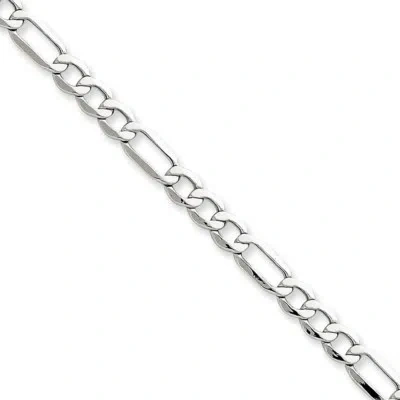 Pre-owned Superdealsforeverything Real 14kt White Gold 5.75mm Semi-solid Figaro Chain Chain Bracelet; 7 Inch