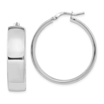 Pre-owned Superdealsforeverything Real 14kt White Gold 7.75mm Polished Hoop Earrings