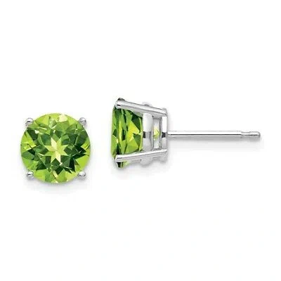 Pre-owned Superdealsforeverything Real 14kt White Gold 7mm Peridot Earrings In Yellow