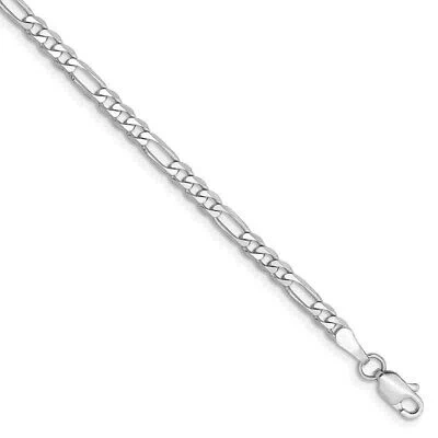 Pre-owned Superdealsforeverything Real 14kt White Gold 8 Inch 3mm Flat Figaro With Lobster Clasp Chain Bracelet