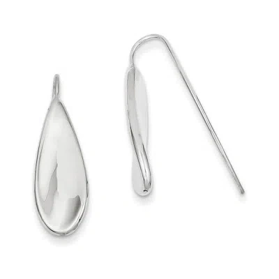 Pre-owned Superdealsforeverything Real 14kt White Gold Curved Tear Drop Wire Earrings