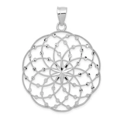Pre-owned Superdealsforeverything Real 14kt White Gold Diamond Cut Sphere Pendant