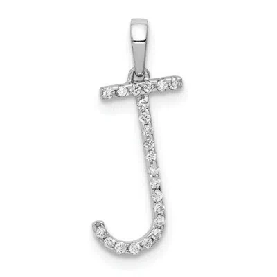 Pre-owned Superdealsforeverything Real 14kt White Gold Diamond Initial J Pendant