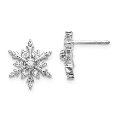 Pre-owned Superdealsforeverything Real 14kt White Gold Diamond Snowflake Earrings