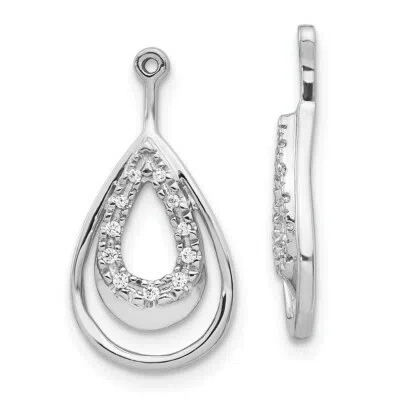 Pre-owned Superdealsforeverything Real 14kt White Gold Double Teardrop Diamond Earring Jackets