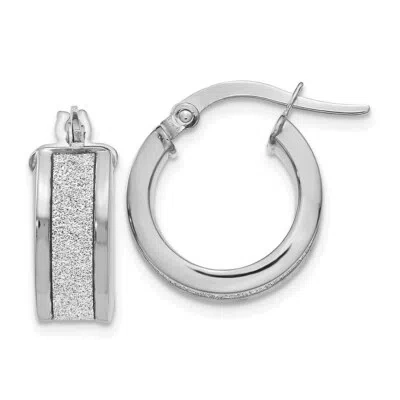 Pre-owned Superdealsforeverything Real 14kt White Gold Fancy Glimmer Infused Hoop Earrings