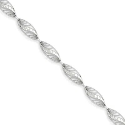 Pre-owned Superdealsforeverything Real 14kt White Gold Filigree Diamond Cut 7.25 Inch Chain Bracelet; 7.25 Inch