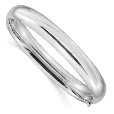 Pre-owned Superdealsforeverything Real 14kt White Gold High Polished 10.00mm Hinged Bangle; 7.5 Inch