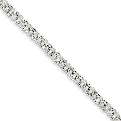 Pre-owned Superdealsforeverything Real 14kt White Gold Lite 5mm Double Link Charm Bracelet; 7.25 Inch