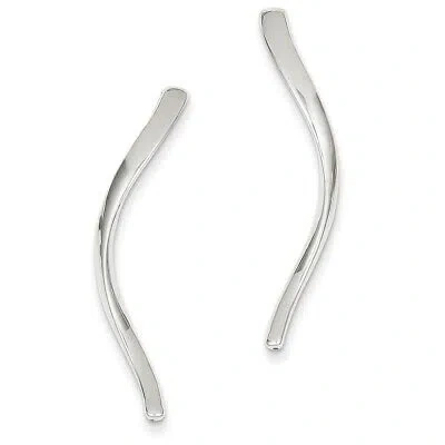 Pre-owned Superdealsforeverything Real 14kt White Gold Long Curled Post Earrings
