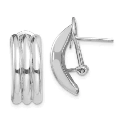 Pre-owned Superdealsforeverything Real 14kt White Gold Omega Post Earrings
