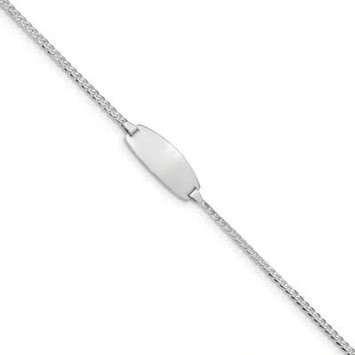 Pre-owned Superdealsforeverything Real 14kt White Gold Oval Curb Id Chain Bracelet; 5.5 Inch; Lobster Clasp