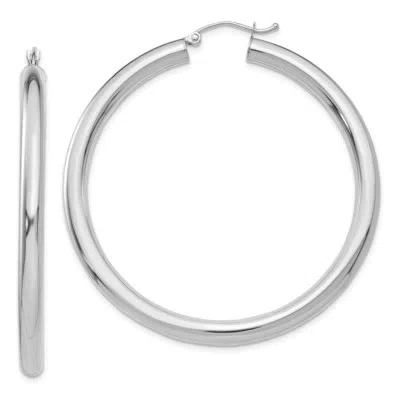 Pre-owned Superdealsforeverything Real 14kt White Gold Polished 4mm Tube Hoop Earrings