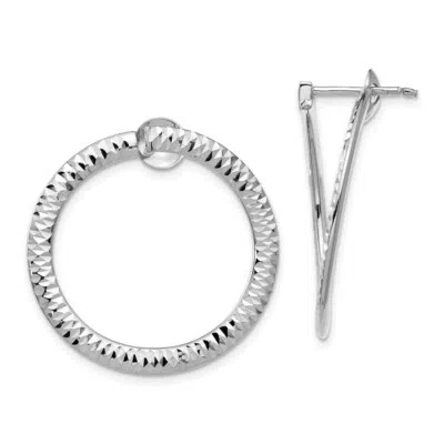 Pre-owned Superdealsforeverything Real 14kt White Gold Polished & Diamond Cut Flexible Post Hoop Earrings