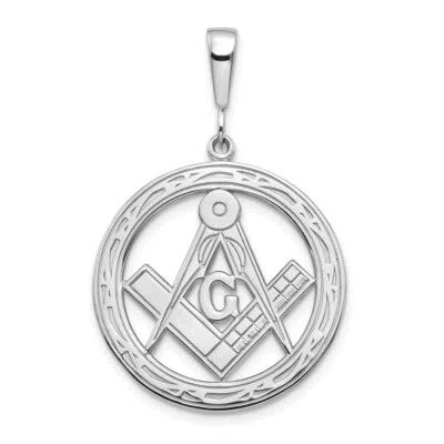 Pre-owned Superdealsforeverything Real 14kt White Gold Large Masonic Pendant