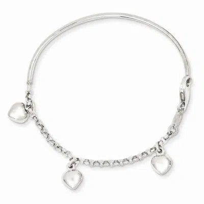 Pre-owned Superdealsforeverything Real 14kt White Gold Polished Dangle Heart Baby Bracelet; 6 Inch