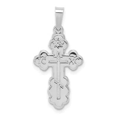 Pre-owned Superdealsforeverything Real 14kt White Gold Polished Eastern Orthodox Solid Cross Pendant