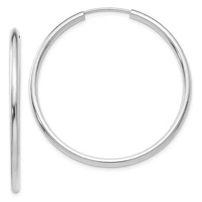 Pre-owned Superdealsforeverything Real 14kt White Gold Polished Endless 2mm Hoop Earrings
