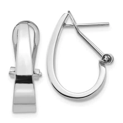 Pre-owned Superdealsforeverything Real 14kt White Gold Polished Hoop Earrings