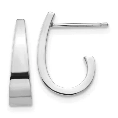 Pre-owned Superdealsforeverything Real 14kt White Gold Polished J-hoop Post Earrings