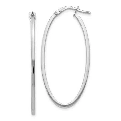 Pre-owned Superdealsforeverything Real 14kt White Gold Polished Oval Hoop Earrings
