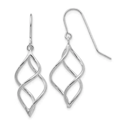 Pre-owned Superdealsforeverything Real 14kt White Gold Polished Short Twisted Dangle Earrings