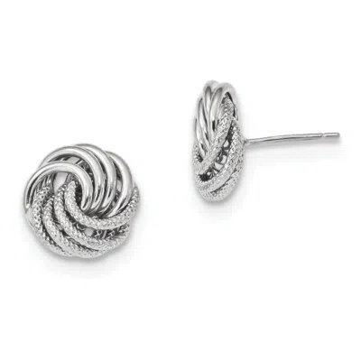Pre-owned Superdealsforeverything Real 14kt White Gold Polished Textured Fancy Swirl Post Earrings
