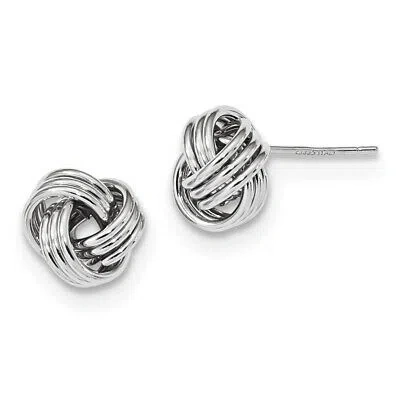 Pre-owned Superdealsforeverything Real 14kt White Gold Polished Triple Love Knot Post Earrings