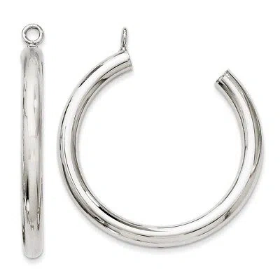 Pre-owned Superdealsforeverything Real 14kt White Gold Polished Tube Hoop Earring Jackets