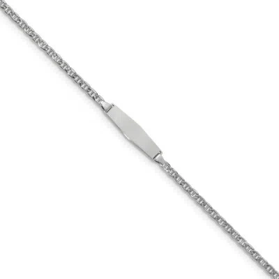 Pre-owned Superdealsforeverything Real 14kt White Gold Semi-solid Soft Diamond Shape Anchor Id Chain Bracelet