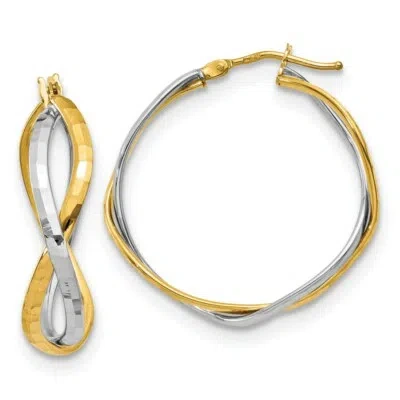 Pre-owned Superdealsforeverything Real 14kt Two-tone Polished Criss Cross Hoop Earrings