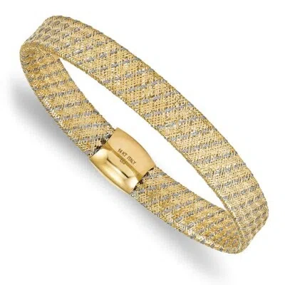 Pre-owned Superdealsforeverything Real 14kt W/rhodium Polished Mesh Stretch Chain Bracelet; 7.5 Inch