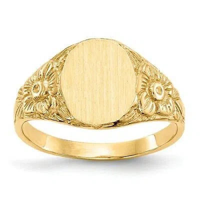 Pre-owned Superdealsforeverything Real 14kt Yellow Gold 10.0x8.0mm Closed Back Signet Ring S:6