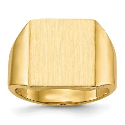 Pre-owned Superdealsforeverything Real 14kt Yellow Gold 15.0x13.5mm Open Back Mens Signet Ring S:10