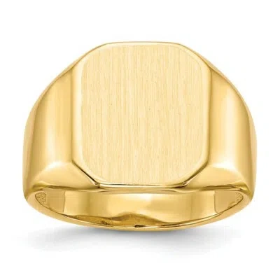 Pre-owned Superdealsforeverything Real 14kt Yellow Gold 15.5x13.0mm Open Back Mens Signet Ring S:10