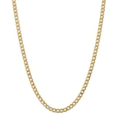Pre-owned Superdealsforeverything Real 14kt Yellow Gold 18 Inch 5.25mm Semi-solid Curb With Lobster Clasp Chain