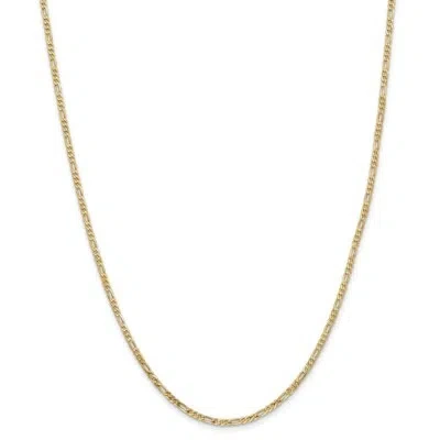 Pre-owned Superdealsforeverything Real 14kt Yellow Gold 2.25mm Flat Figaro Chain; 24 Inch; Lobster Clasp