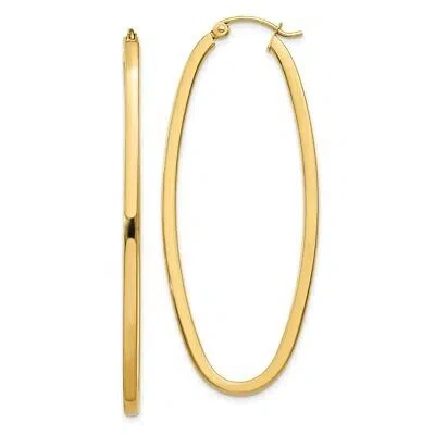 Pre-owned Superdealsforeverything Real 14kt Yellow Gold 2mm Large Oval Hoop Earrings